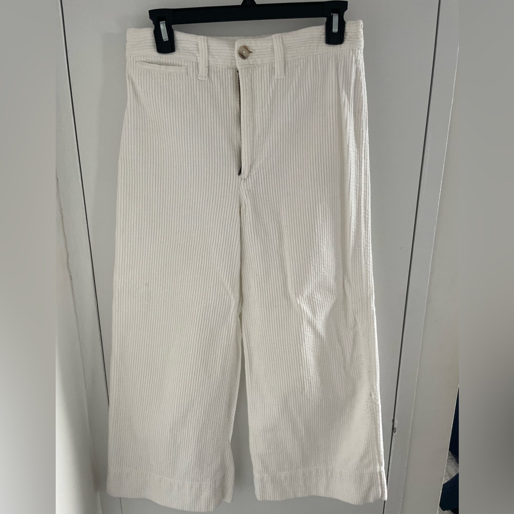 Madewell Emmett Wide-leg crop white corduroy pants size 27